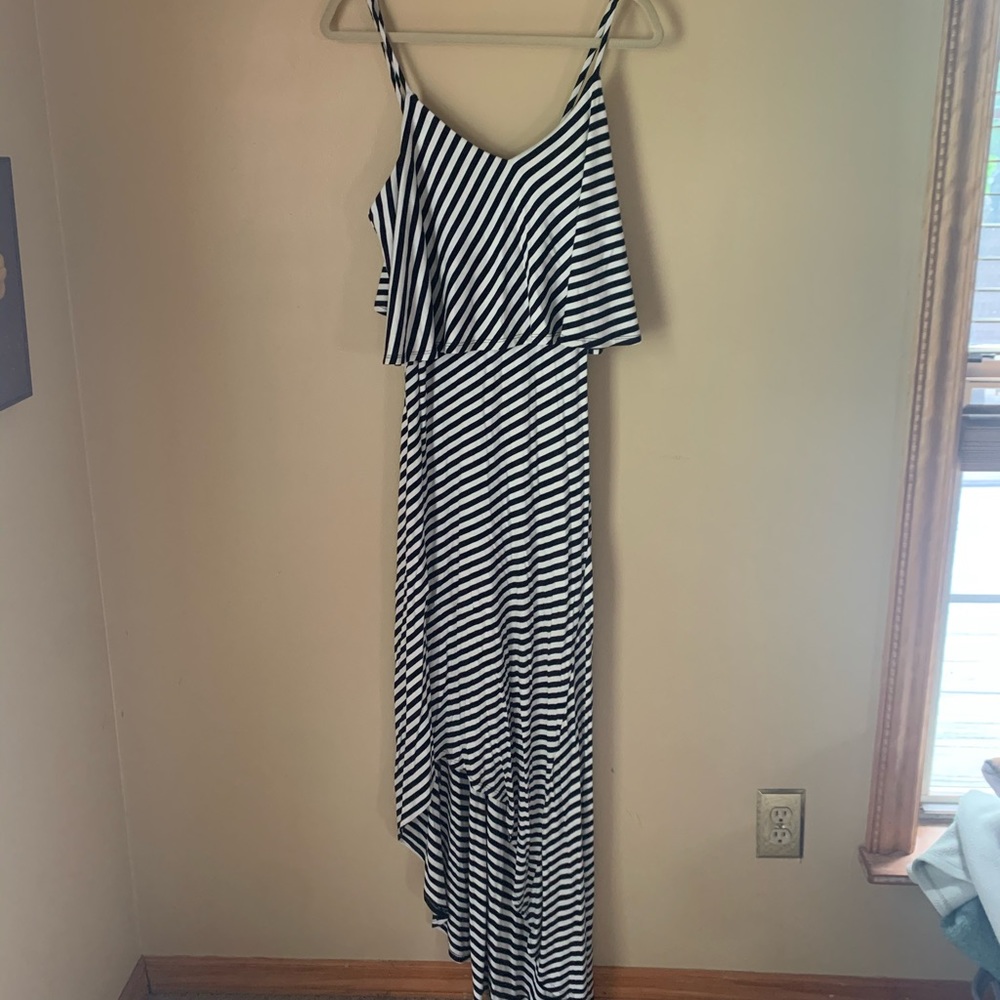Black and White dress with a short side
